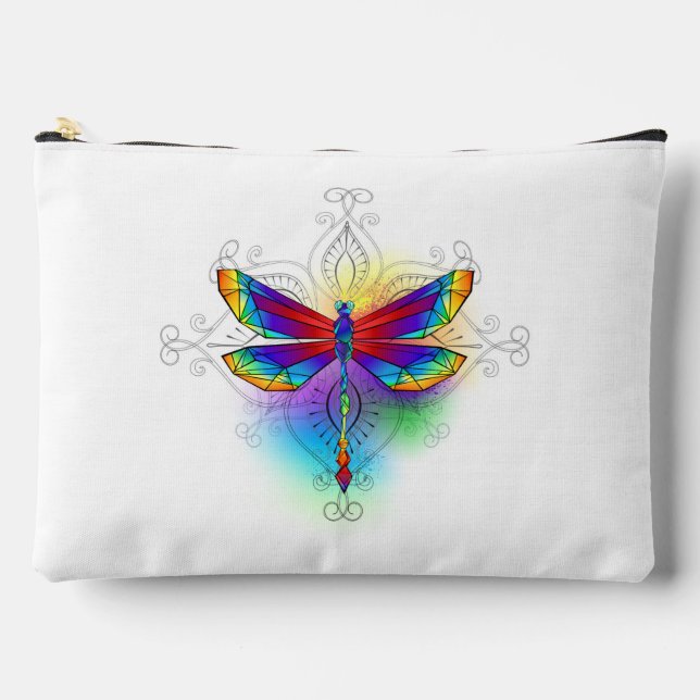 Rainbow Polygonal Dragonfly Zubehörtasche (Vorderseite)