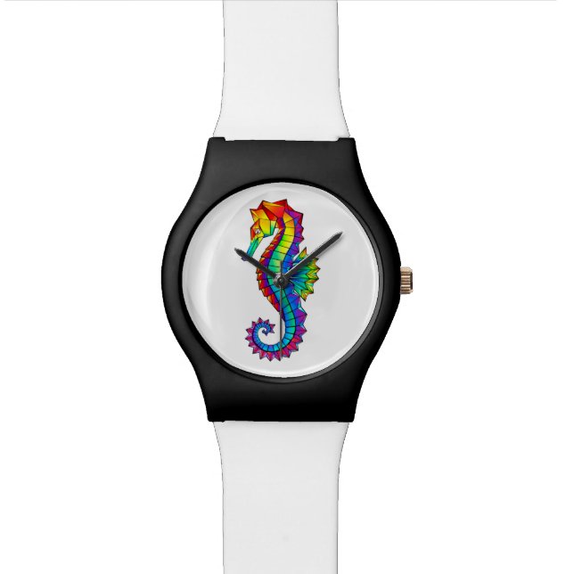 Rainbow Polygonal Seepferd Armbanduhr (Nahaufnahme)