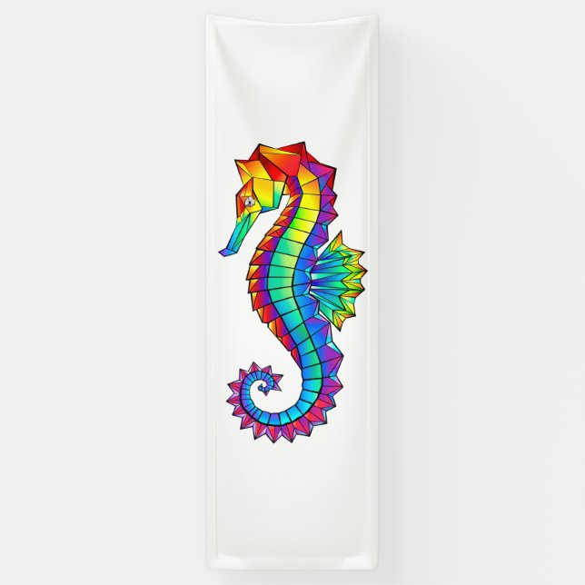 Rainbow Polygonal Seepferd Banner (Vertikal)