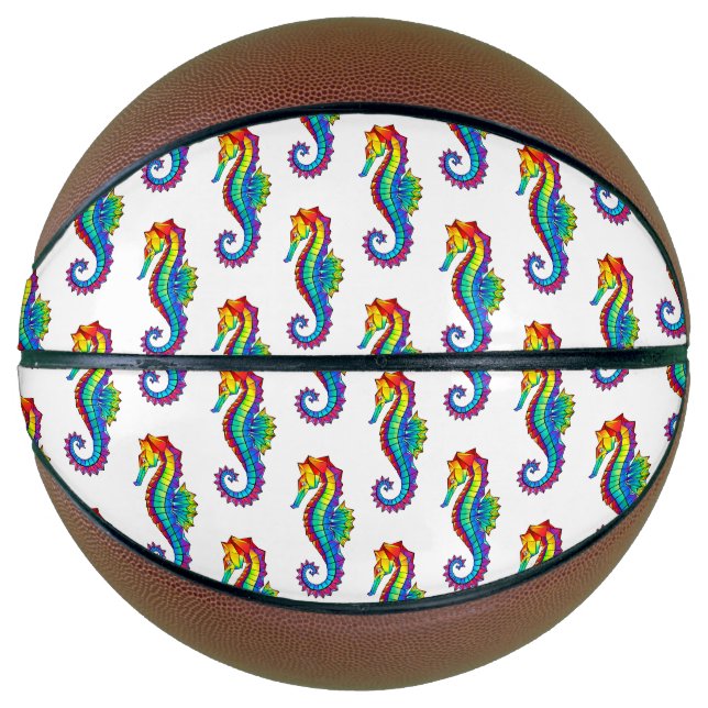 Rainbow Polygonal Seepferd Basketball (Vorderseite)