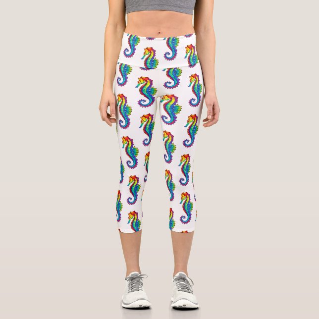 Rainbow Polygonal Seepferd Capri Leggings (Vorderseite)