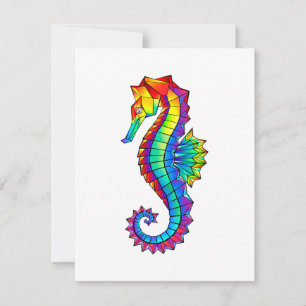 Rainbow Polygonal Seepferd Einladung