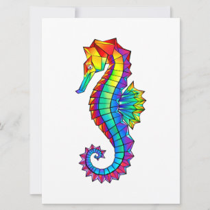 Rainbow Polygonal Seepferd Einladung