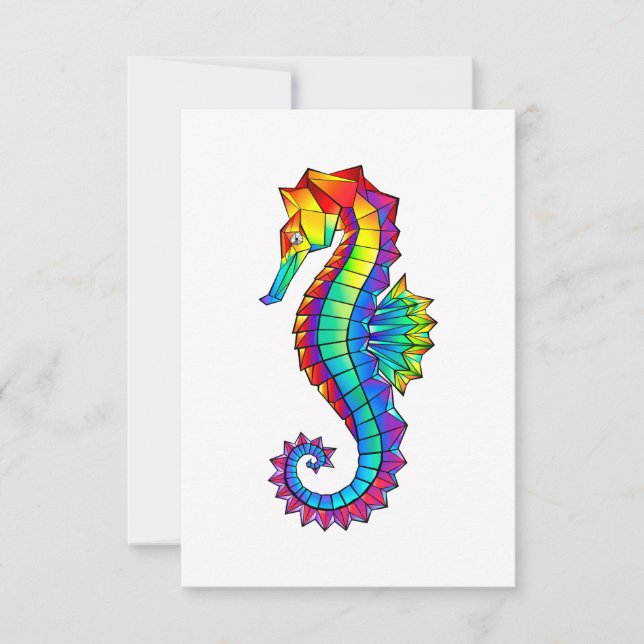 Rainbow Polygonal Seepferd Einladung (Vorderseite)