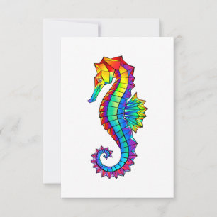 Rainbow Polygonal Seepferd Einladung