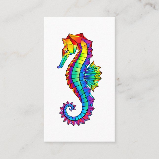 Rainbow Polygonal Seepferd Empfehlungskarte (Vorderseite)
