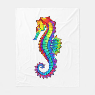 Rainbow Polygonal Seepferd Fleecedecke