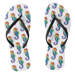 Rainbow Polygonal Seepferd Flip Flops