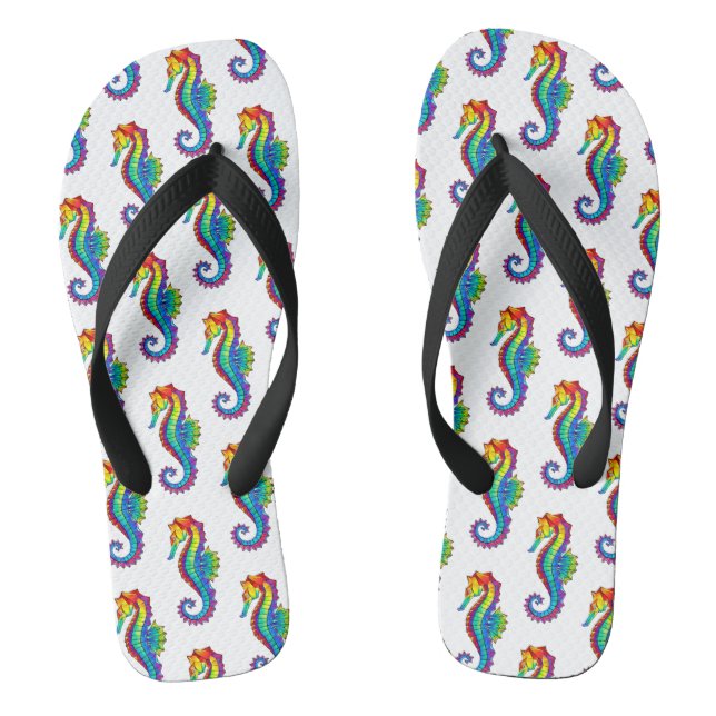 Rainbow Polygonal Seepferd Flip Flops (Fußbett)