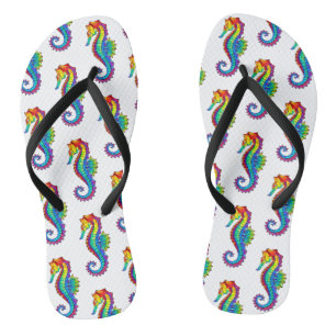 Rainbow Polygonal Seepferd Flip Flops