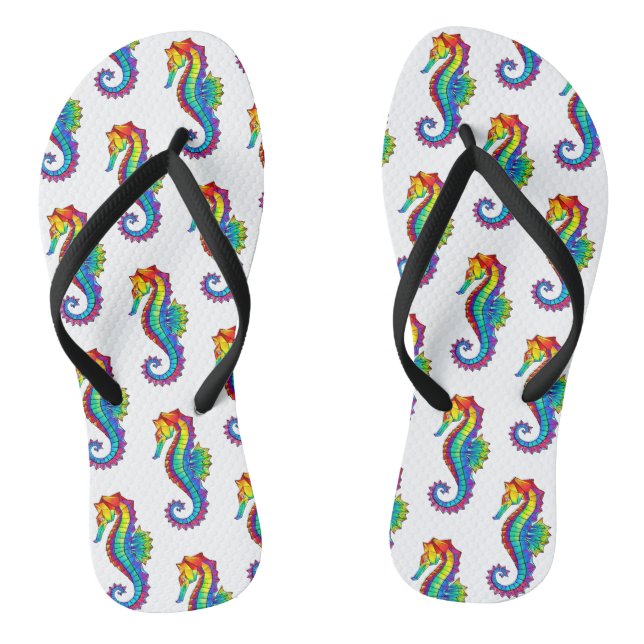 Rainbow Polygonal Seepferd Flip Flops (Fußbett)