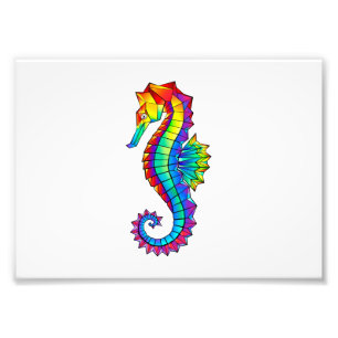 Rainbow Polygonal Seepferd Fotodruck
