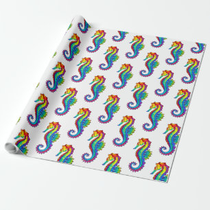Rainbow Polygonal Seepferd Geschenkpapier