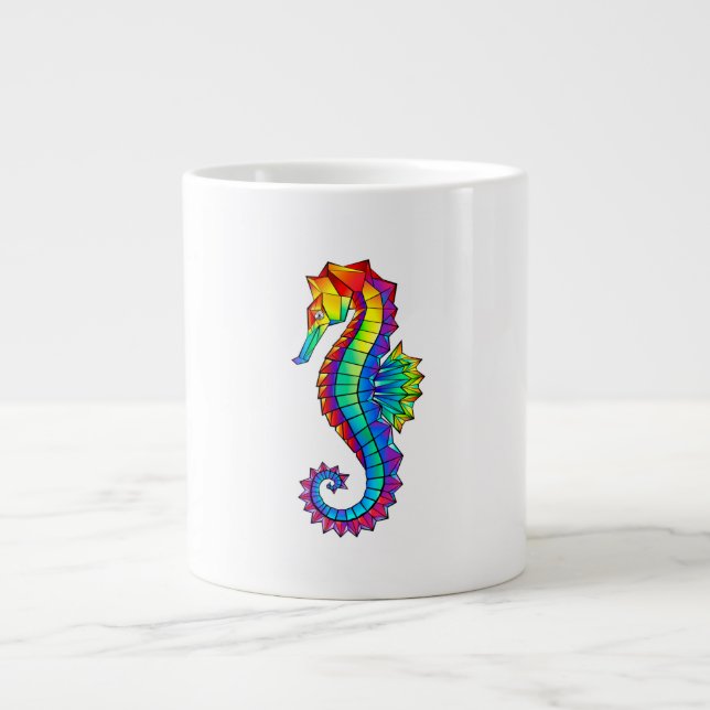 Rainbow Polygonal Seepferd Jumbo-Tasse (Vorderseite)