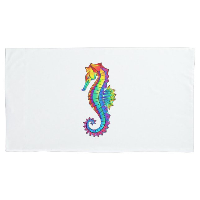 Rainbow Polygonal Seepferd Kissenbezug (Vorderseite-Links)