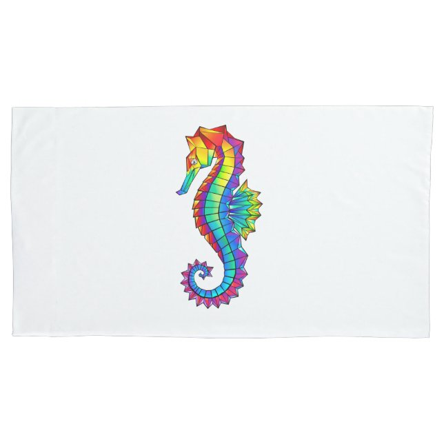 Rainbow Polygonal Seepferd Kissenbezug (Vorderseite)