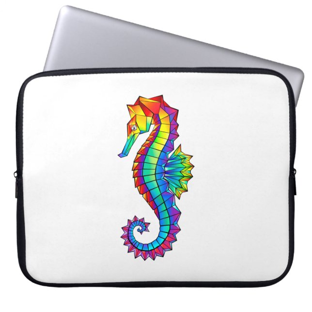 Rainbow Polygonal Seepferd Laptopschutzhülle (Vorderseite)