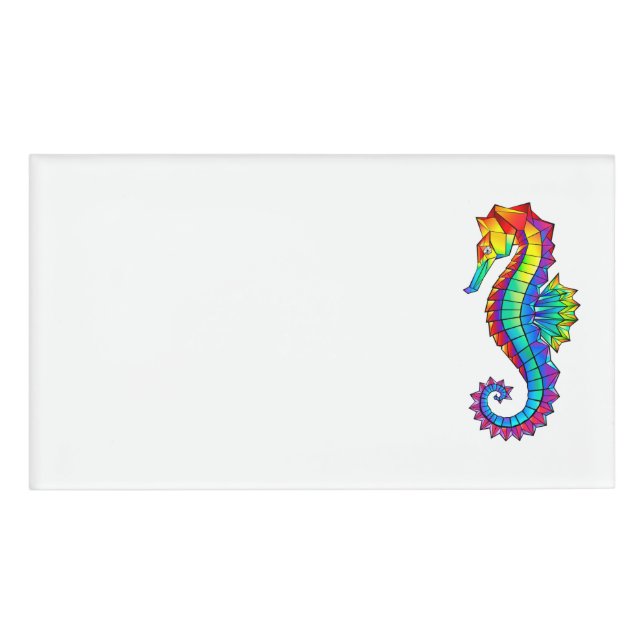 Rainbow Polygonal Seepferd Namenschild (Vorderseite)
