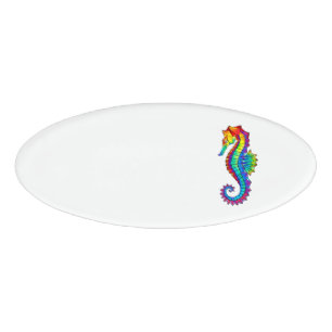 Rainbow Polygonal Seepferd Namenschild