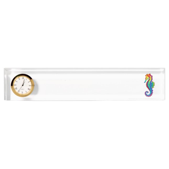 Rainbow Polygonal Seepferd Namensplakette (Vorderseite)