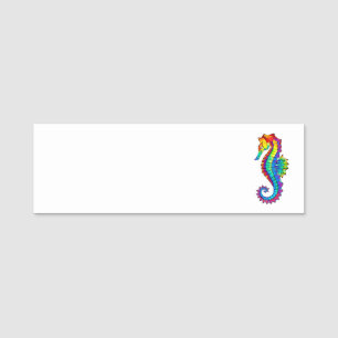 Rainbow Polygonal Seepferd Namensschild