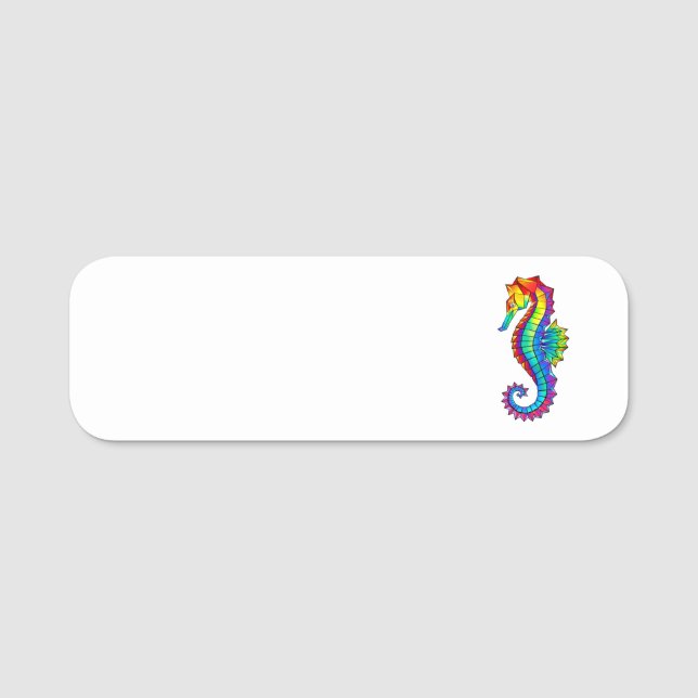 Rainbow Polygonal Seepferd Namensschild (Vorderseite)