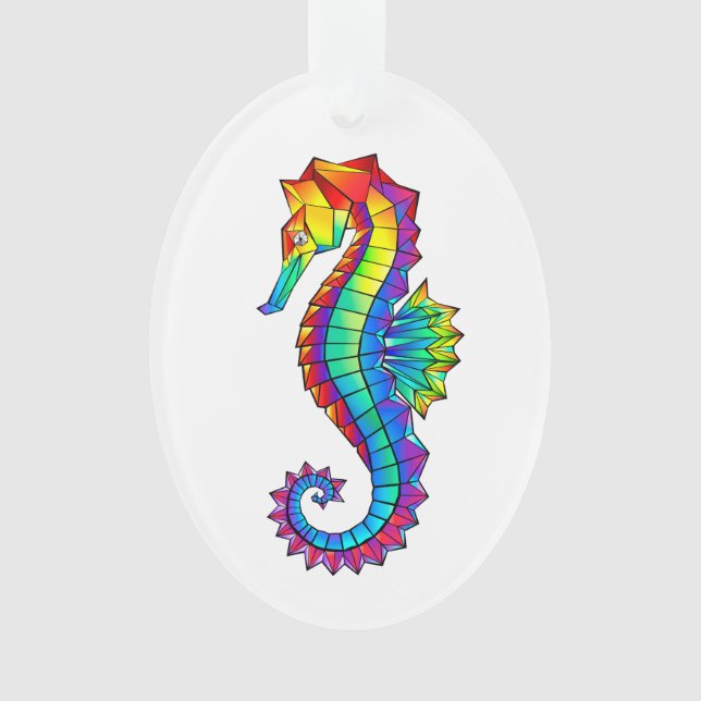 Rainbow Polygonal Seepferd Ornament (Vorderseite)