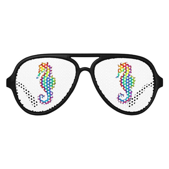 Rainbow Polygonal Seepferd Partybrille (Vorderseite)