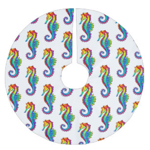 Rainbow Polygonal Seepferd Polyester Weihnachtsbaumdecke