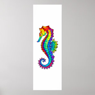 Rainbow Polygonal Seepferd Poster