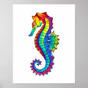 Rainbow Polygonal Seepferd Poster