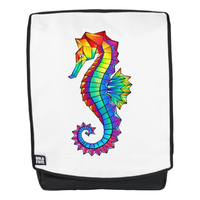 Rainbow Polygonal Seepferd Rucksack (Vorderseite)
