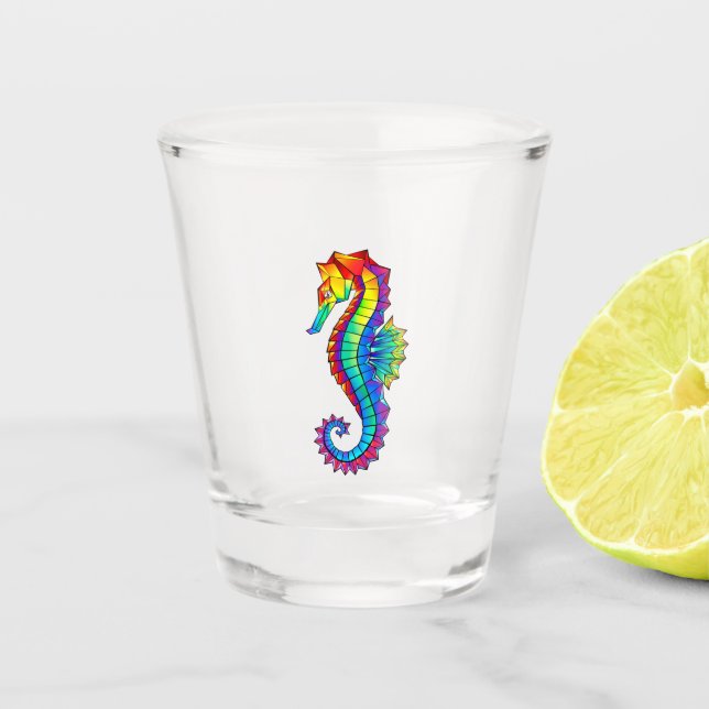 Rainbow Polygonal Seepferd Schnapsglas (Vorderseite)