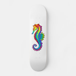 Rainbow Polygonal Seepferd Skateboard