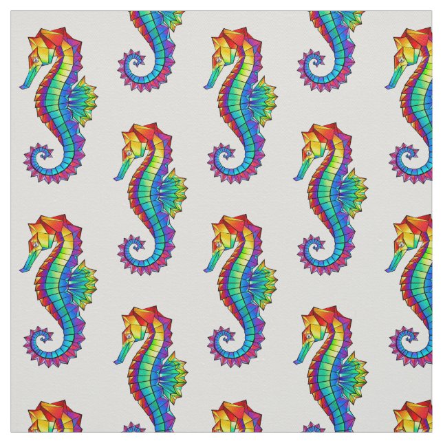 Rainbow Polygonal Seepferd Stoff (Muster)
