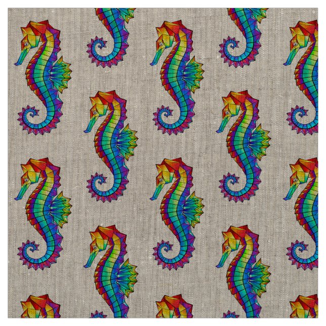 Rainbow Polygonal Seepferd Stoff (Muster)
