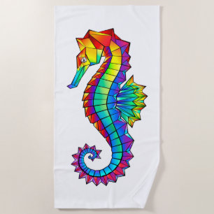 Rainbow Polygonal Seepferd Strandtuch