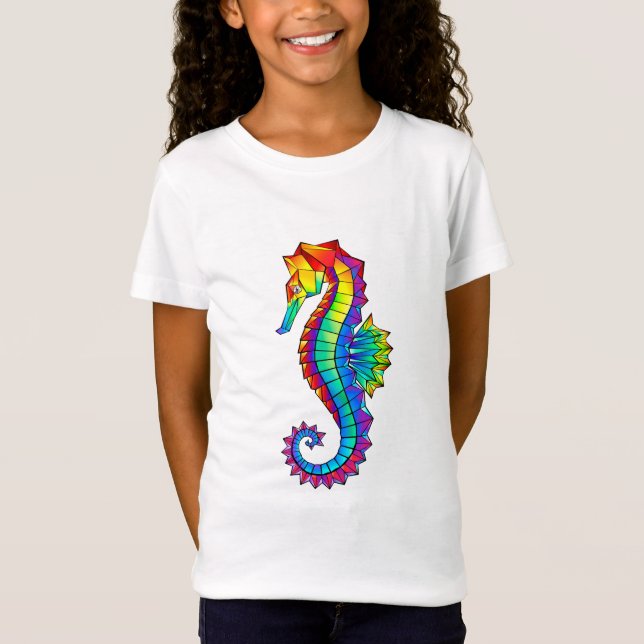 Rainbow Polygonal Seepferd T-Shirt (Vorderseite)
