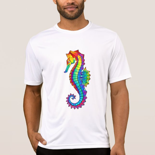 Rainbow Polygonal Seepferd T-Shirt (Vorderseite)