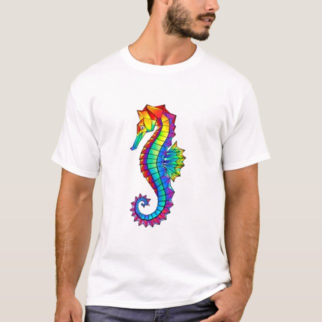Rainbow Polygonal Seepferd T-Shirt (Vorderseite)