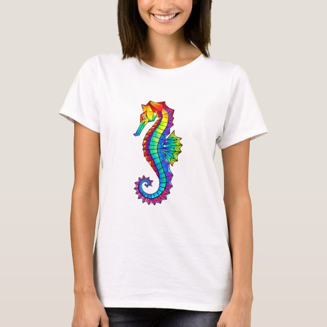 Rainbow Polygonal Seepferd T-Shirt (Vorderseite)