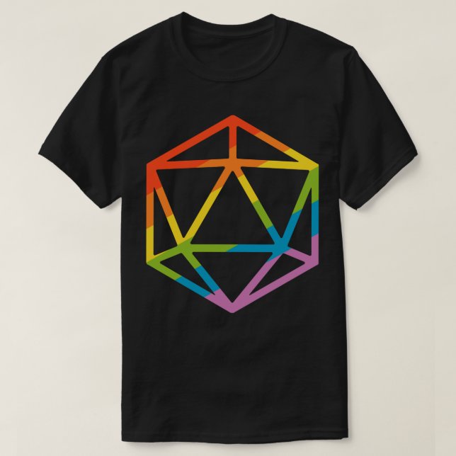Rainbow Polyhedral D20 Dice Tabletop RPG T-Shirt (Design vorne)