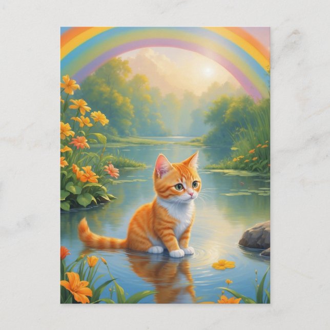 Rainbow Pond Kitten Postkarte (Vorderseite)