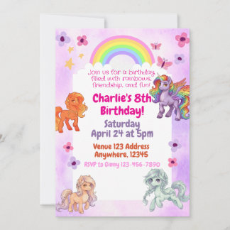 Rainbow Pony Birthday Party Invitation Einladung