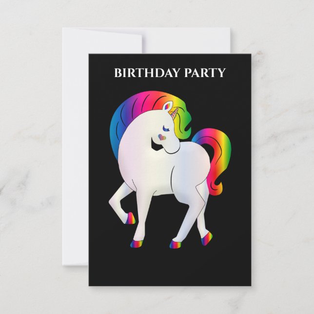 "RAINBOW PONY" PERSONALISIERTE GEBURTSTAGERINVITAT (Vorderseite)