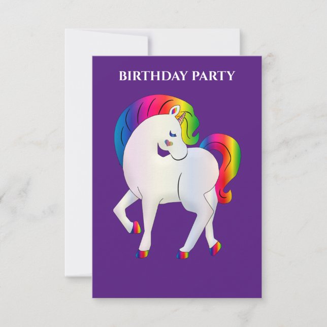 "RAINBOW PONY" PERSONALISIERTE GEBURTSTAGERINVITAT (Vorderseite)