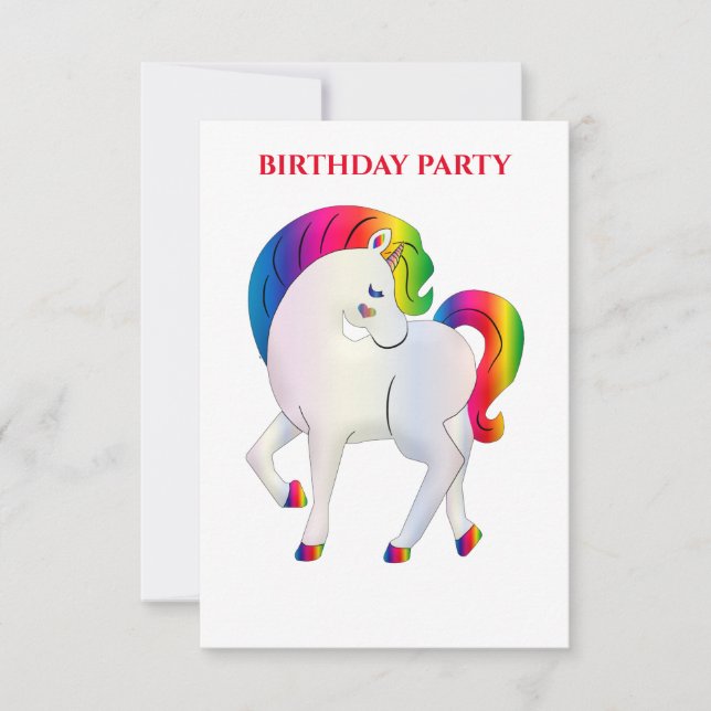 "RAINBOW PONY" PERSONALISIERTE GEBURTSTAGERINVITAT (Vorderseite)