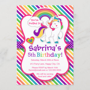 Rainbow Pony Unicorn Geburtstagsparty Einladung