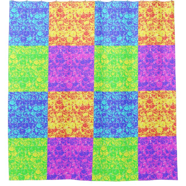 Rainbow Pop Art Bubble Packung Duschvorhang (Vorderseite)