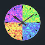 Rainbow Pop Art Bubble Packung Runde Wanduhr<br><div class="desc">Pop Art Bubble Wrapper Muster in Regenbogenfarben</div>